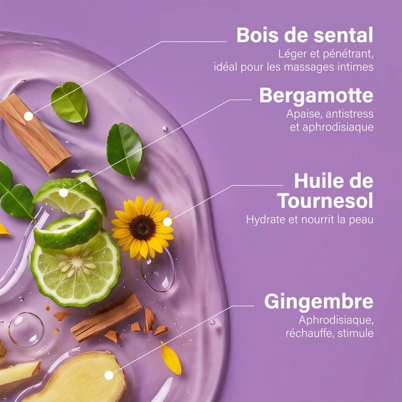 Huile de massage Bio - Aphrodisiaque & Chauffante